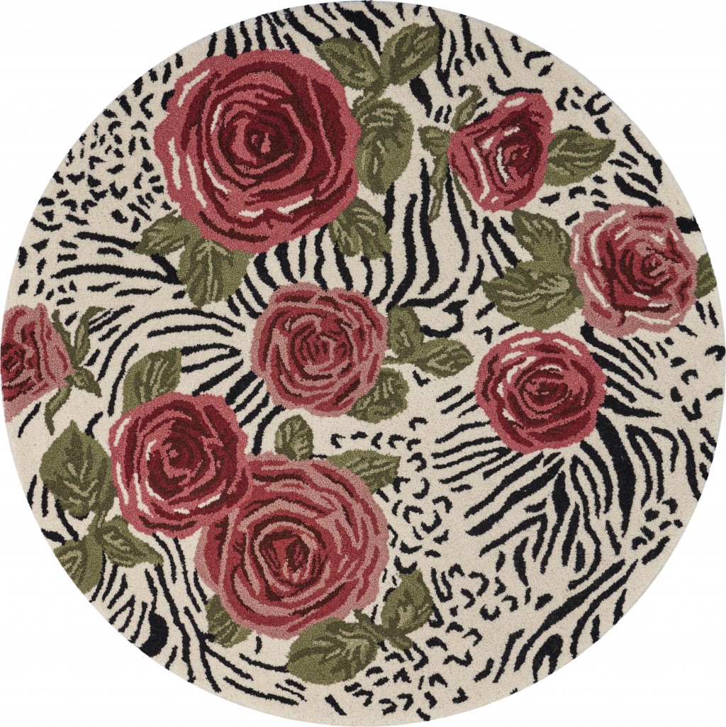 UPC 808230063105 product image for 396166 4 ft. Round Red Rose Bed Area Rug | upcitemdb.com