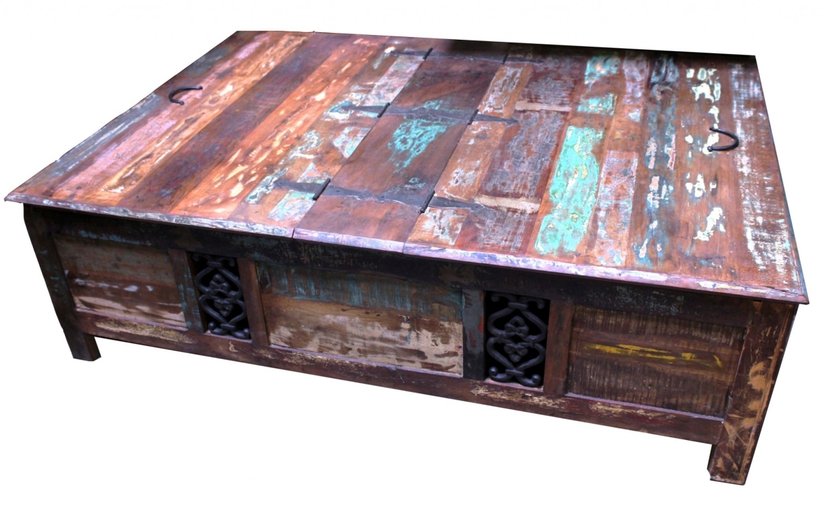 18 x 60 x 42 in. Rectangular Natural Storage Wood Coffee Table