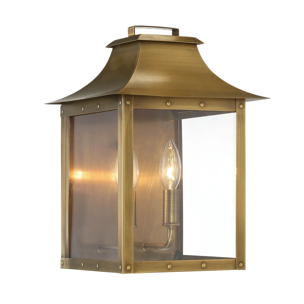 Picture of HomeRoots 398421 13.5 x 9.25 x 9.25 in. Manchester 2-Light Aged Brass Pocket Wall Light