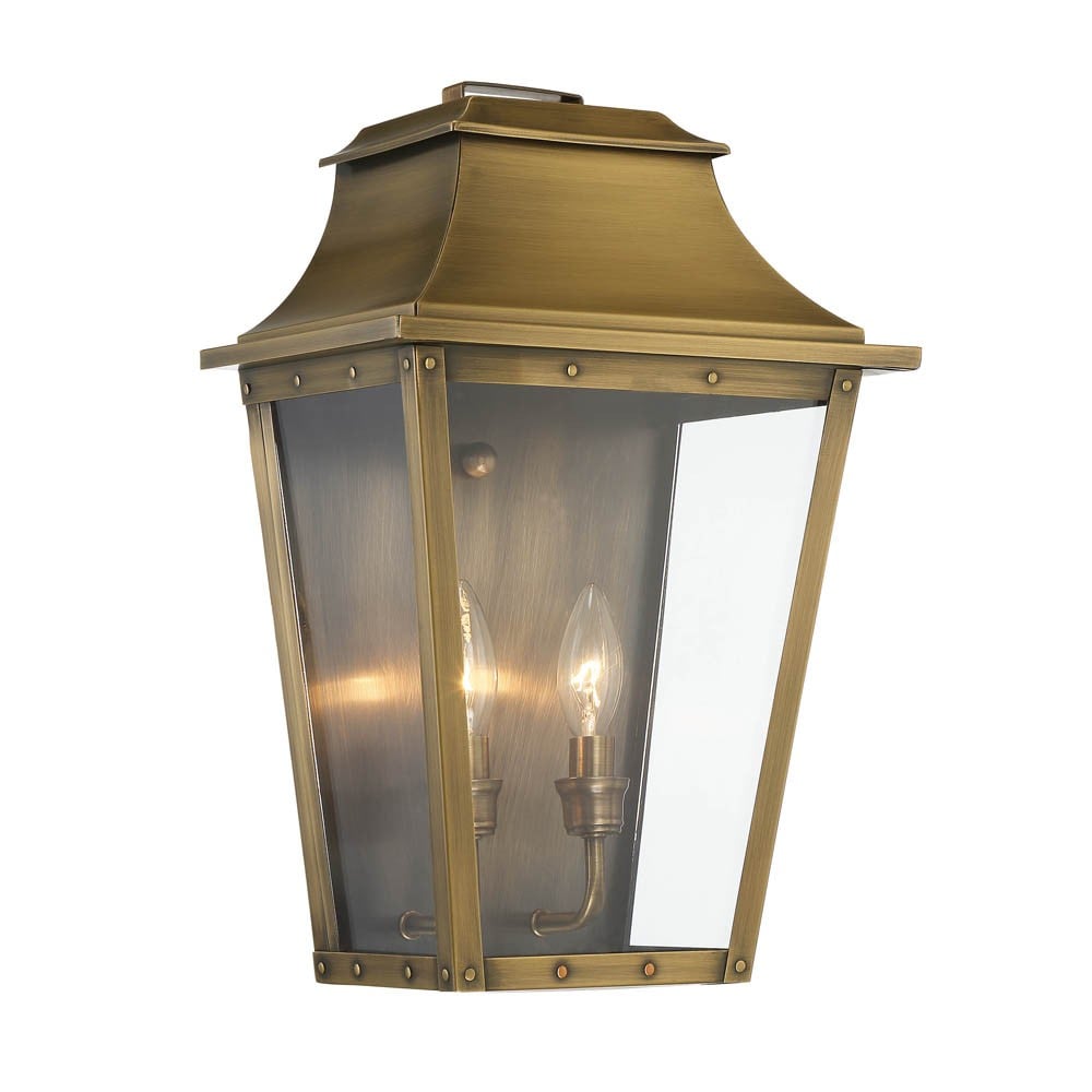 Picture of HomeRoots 398425 17.25 x 11 x 7.75 in. Coventry 2-Light Aged Brass Pocket Wall Light