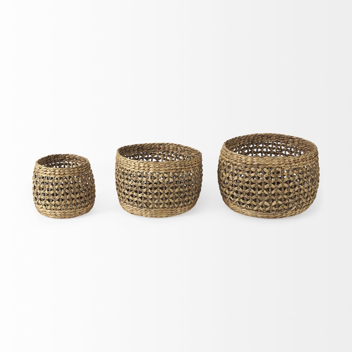 Picture of HomeRoots 392152 Round Wicker Baskets, Brown - Set of 3