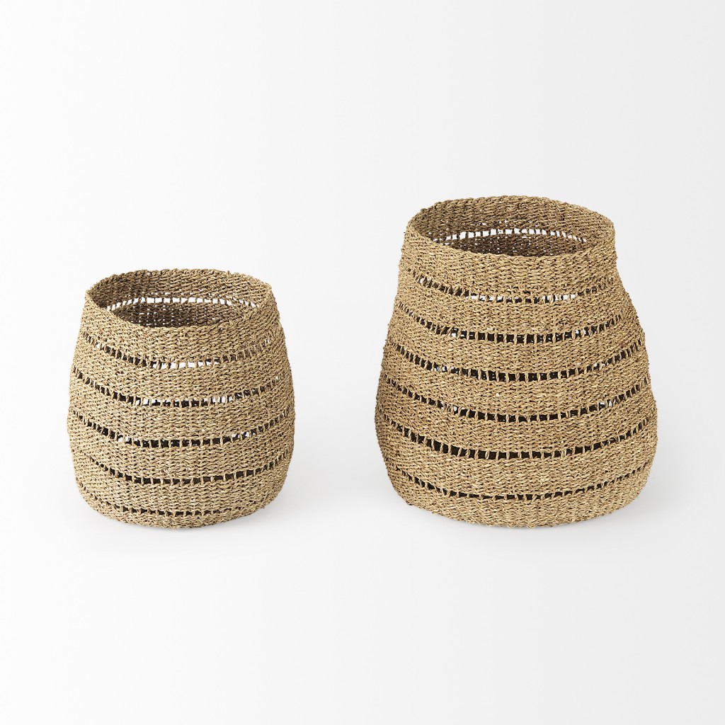 Picture of HomeRoots 392156 Woven Wicker Storage Baskets, Brown - Set of 2