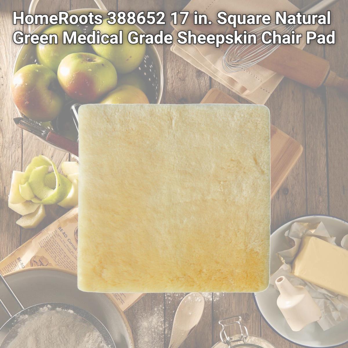 Picture of HomeRoots 388652 17 in. Square Natural Green Medical Grade Sheepskin Chair Pad