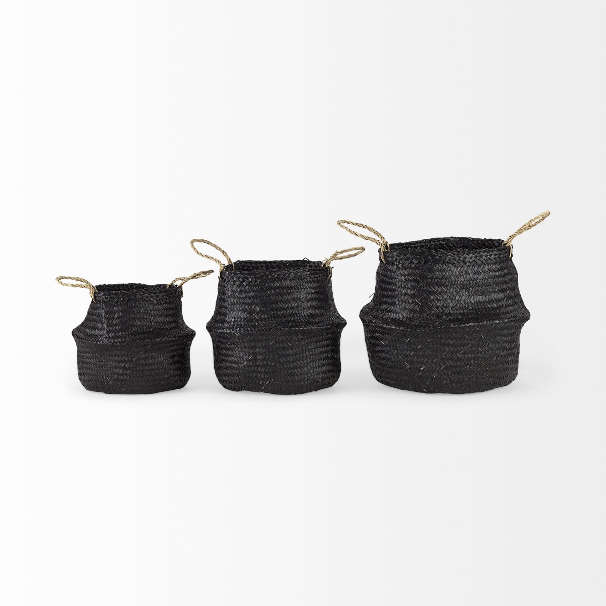 Picture of HomeRoots 392162 Wicker Storage Baskets, Black - Set of 3