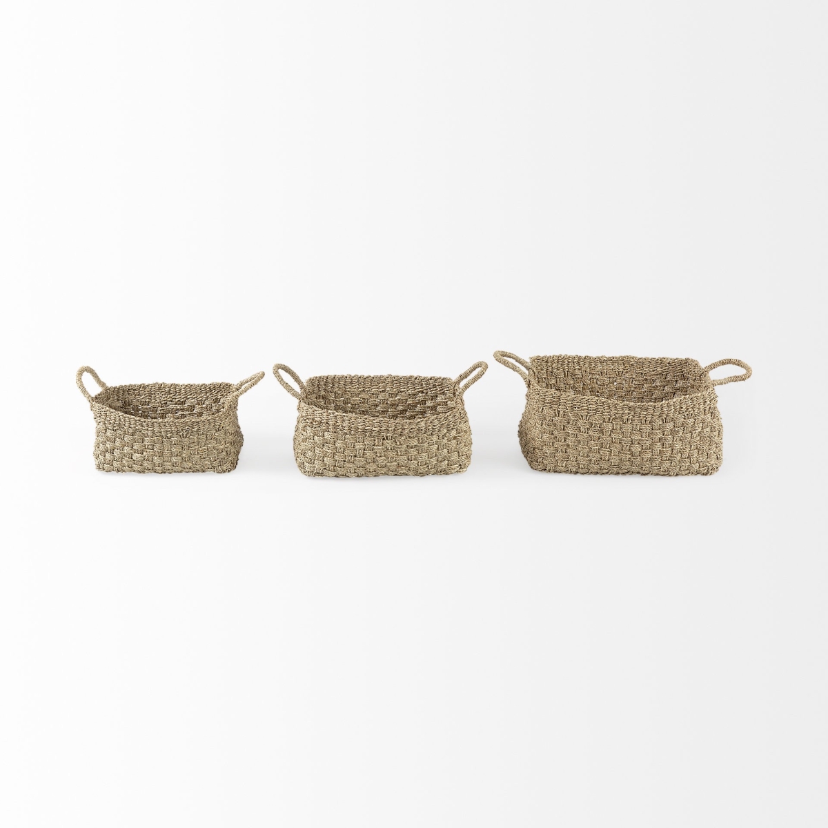 Picture of HomeRoots 392164 Brown Weaved Wicker Storage Baskets - Set of 3