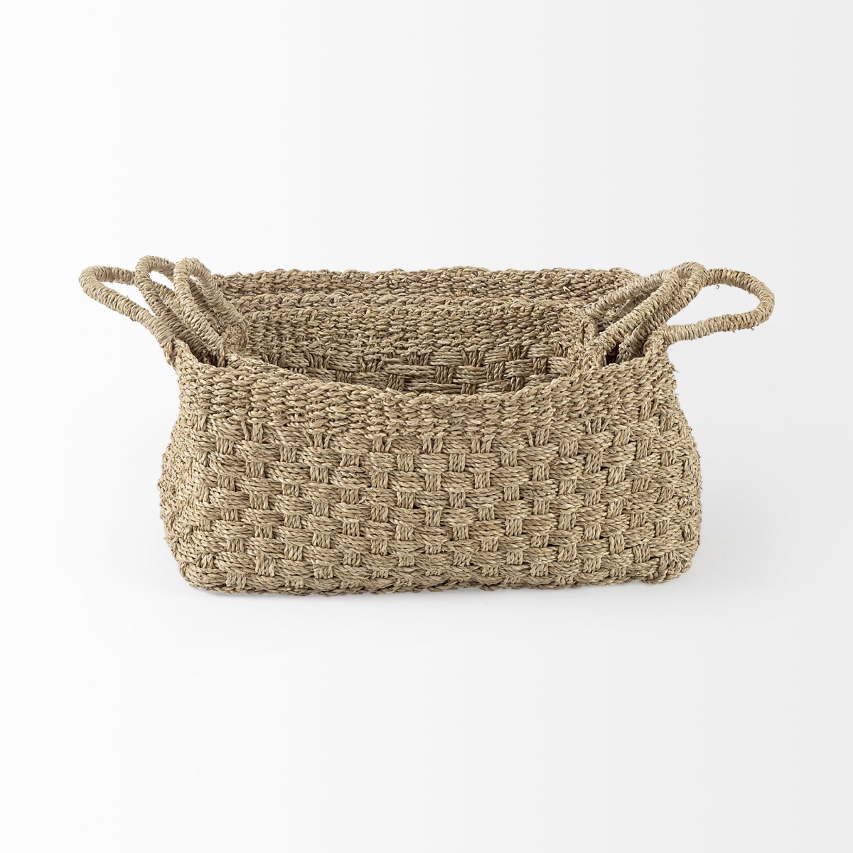 Picture of HomeRoots 392164 Brown Weaved Wicker Storage Baskets - Set of 3