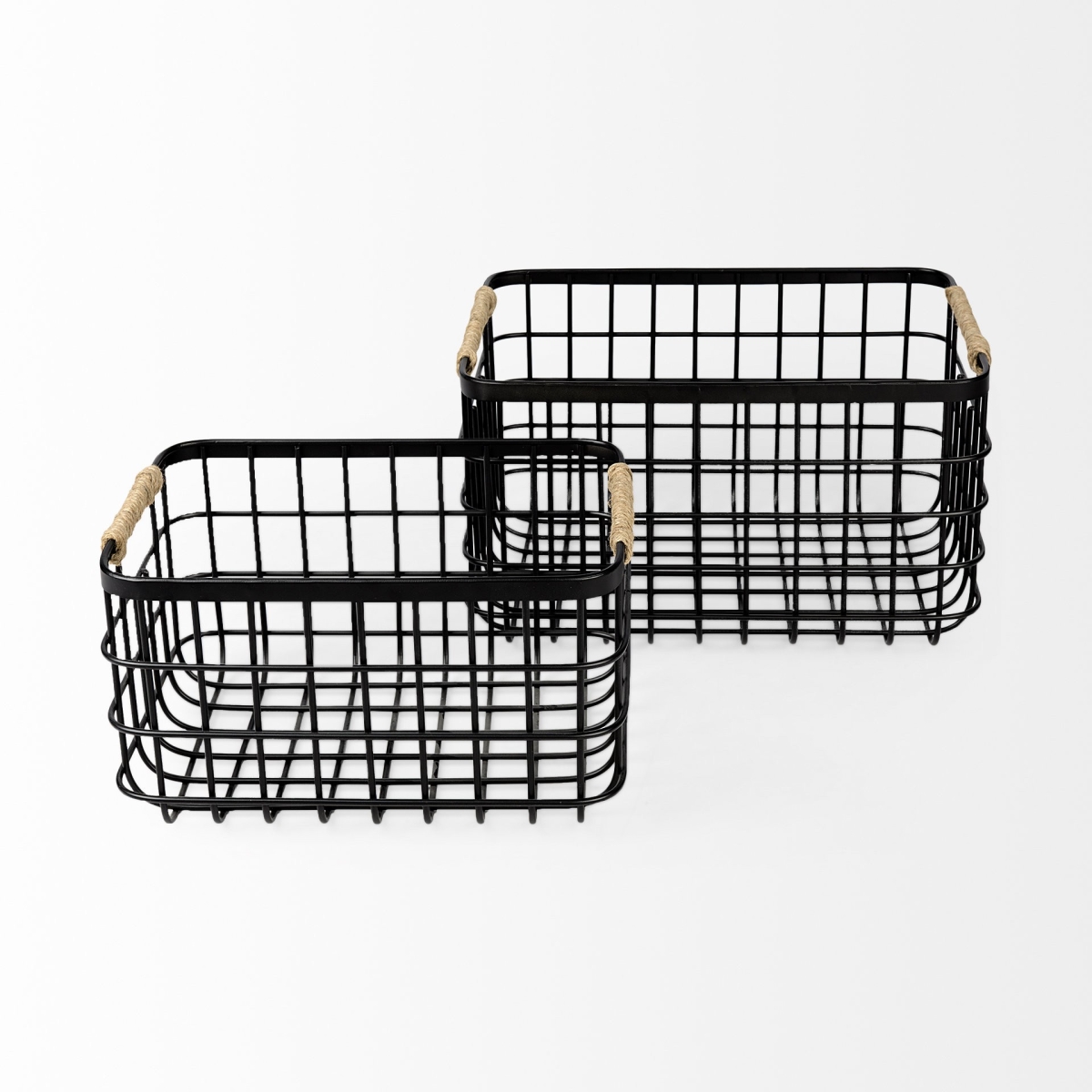 Picture of HomeRoots 392166 Metal Baskets, Black - Set of 2