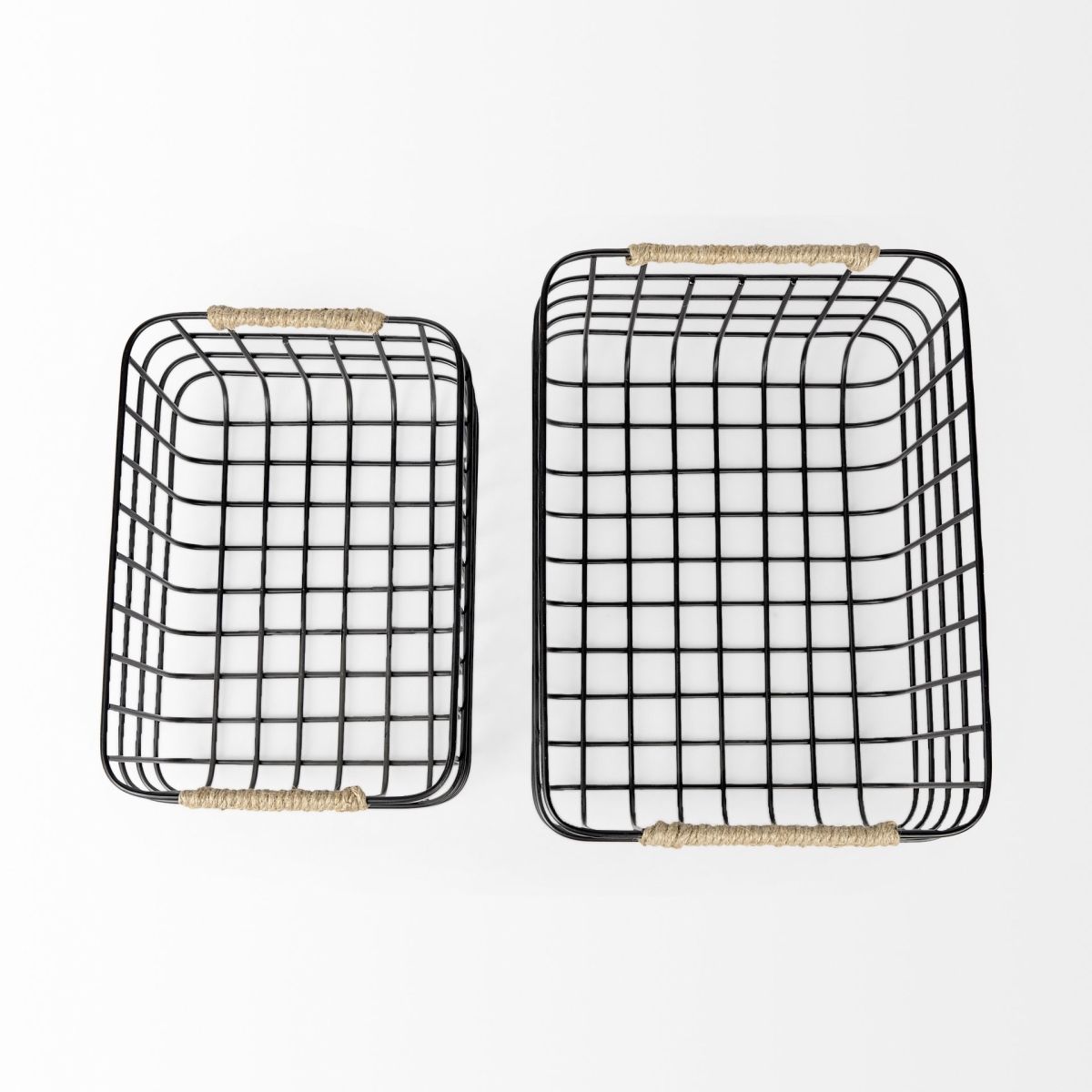 Picture of HomeRoots 392166 Metal Baskets, Black - Set of 2