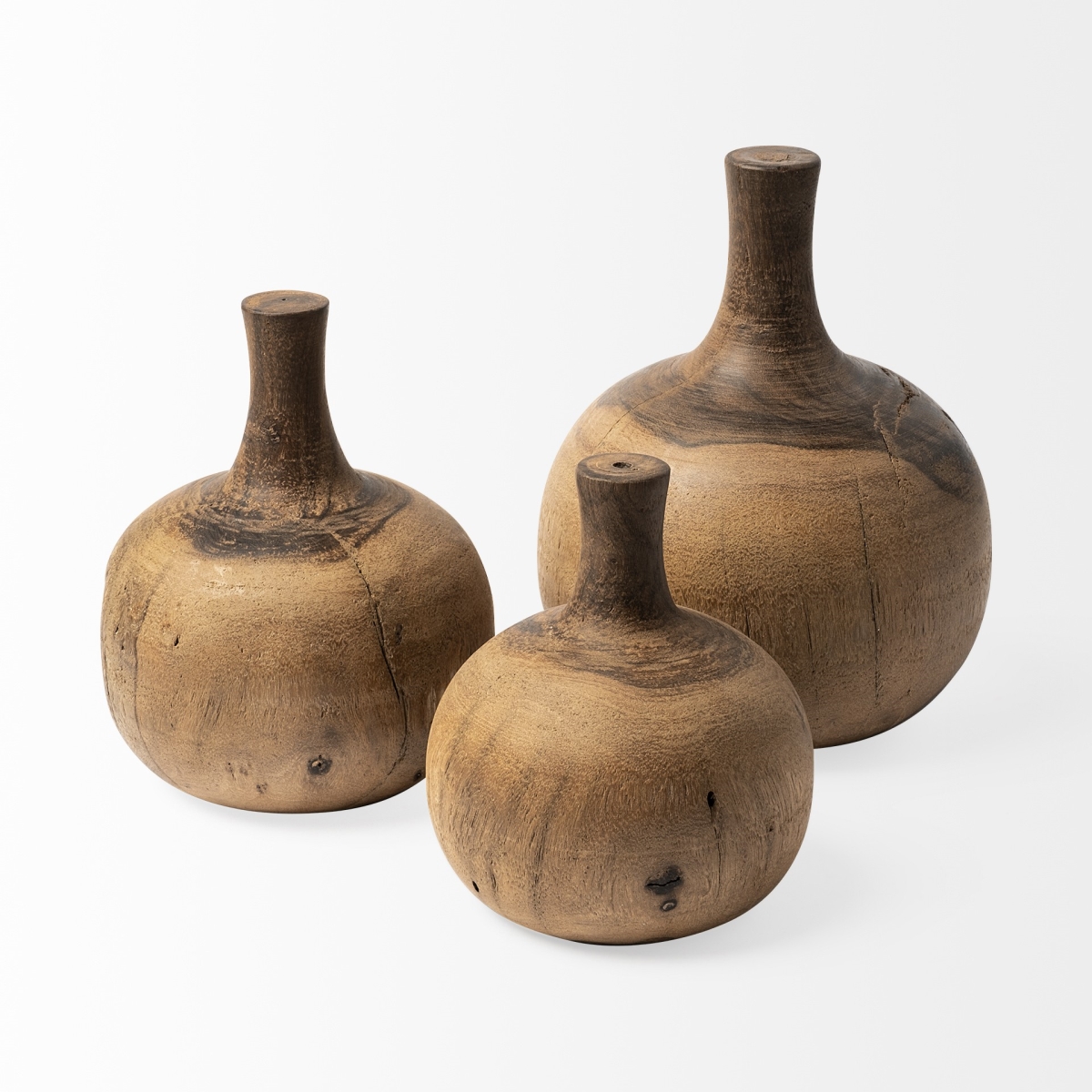 Picture of HomeRoots 397533 8 in. Vase Shaped Wooden Decor Piece, Brown