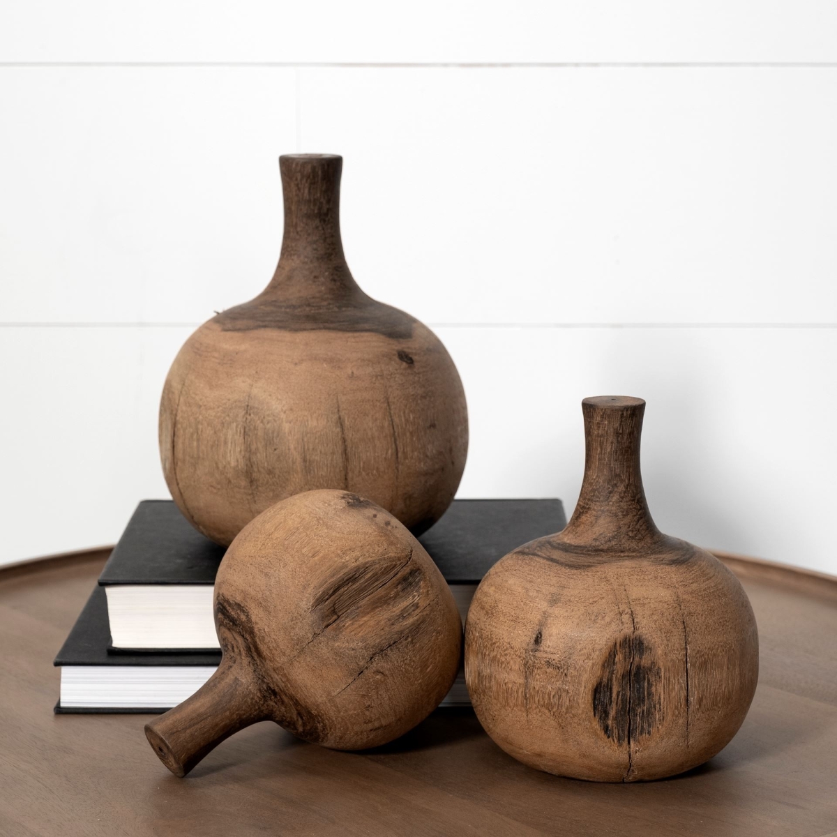 Picture of HomeRoots 397533 8 in. Vase Shaped Wooden Decor Piece, Brown