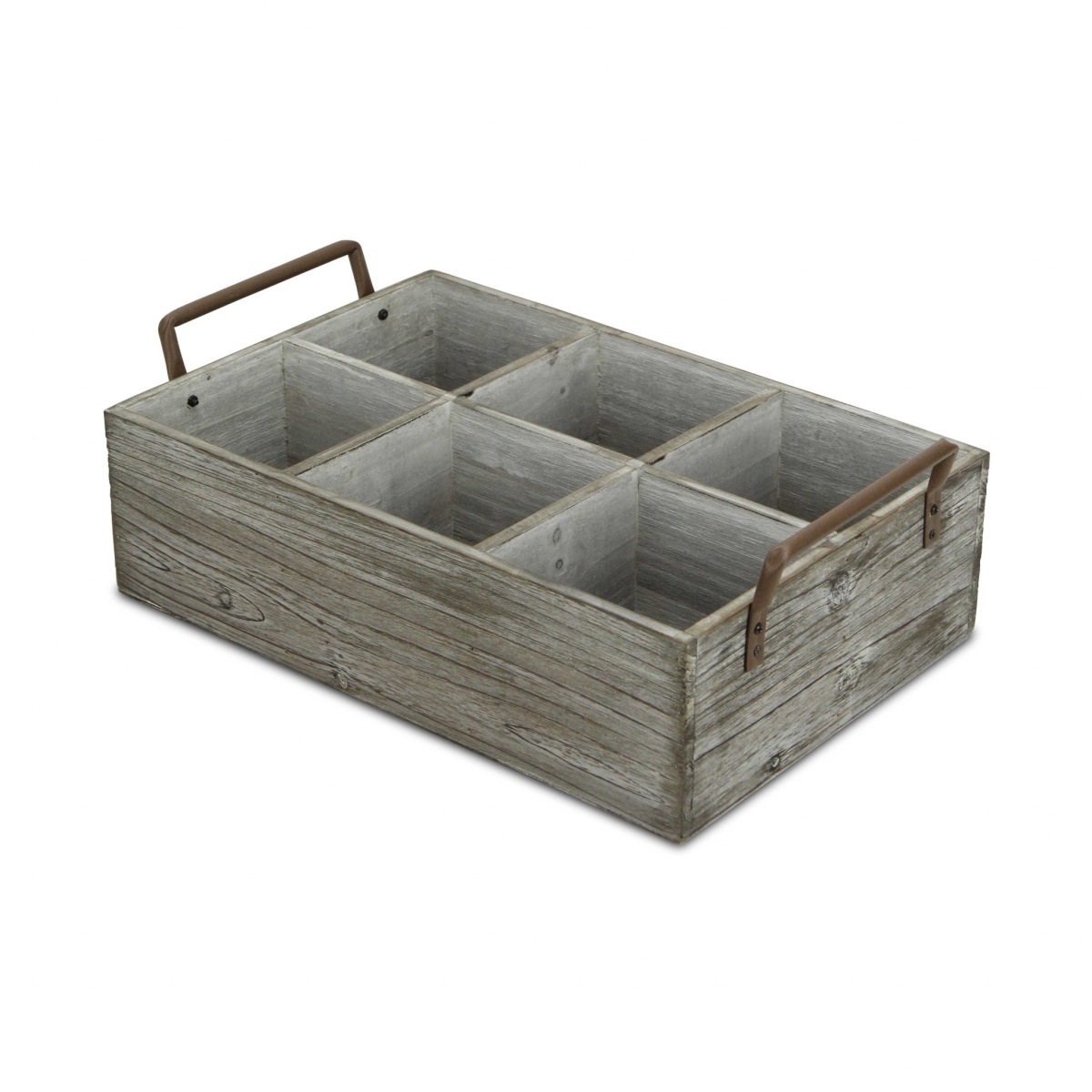 Picture of HomeRoots 399662 5.25 x 15 x 9.25 in. Rustic Gray Wash Six Slot Wooden Caddy