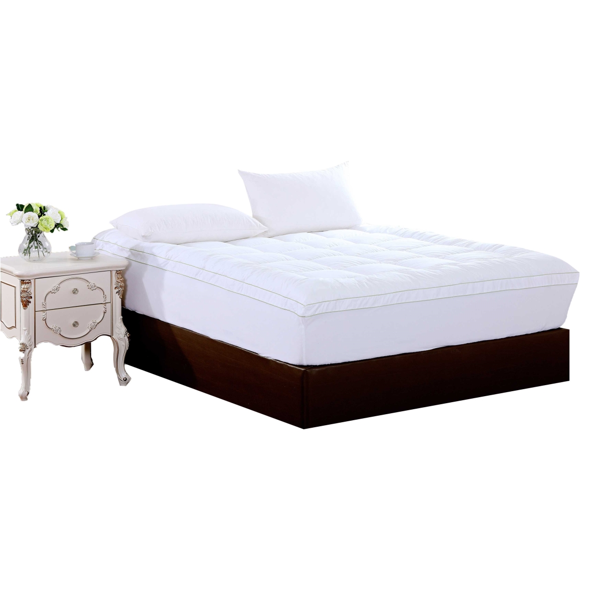 303540 17.5 X 60 X 80 In. Queen Size Christies Home Living Square Quilted Accent Piping Mattress Pad