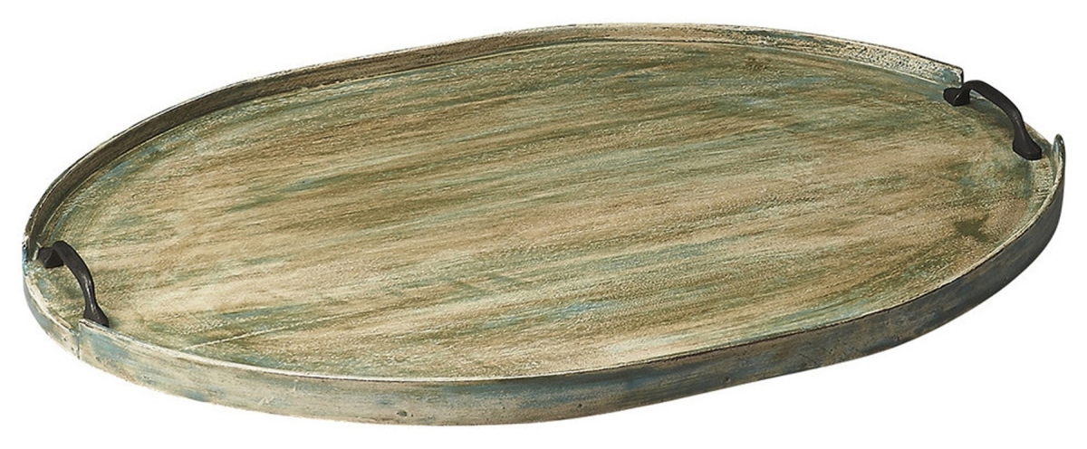 Picture of HomeRoots 388900 1.5 x 26.5 x 18.5 in. Distressed Green Wood Serving Tray