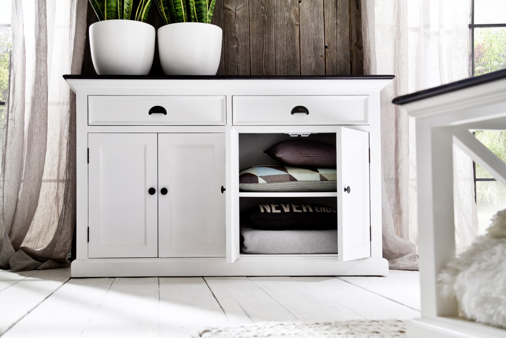 Picture of HomeRoots 388229 Modern Farmhouse Buffet Server, Black & White