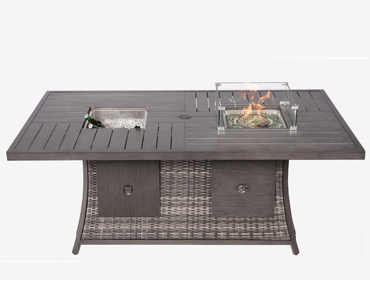 UPC 606114000006 product image for 411698 Gray Wicker Outdoor Gas Fire Pit Table with Ice Bucket | upcitemdb.com