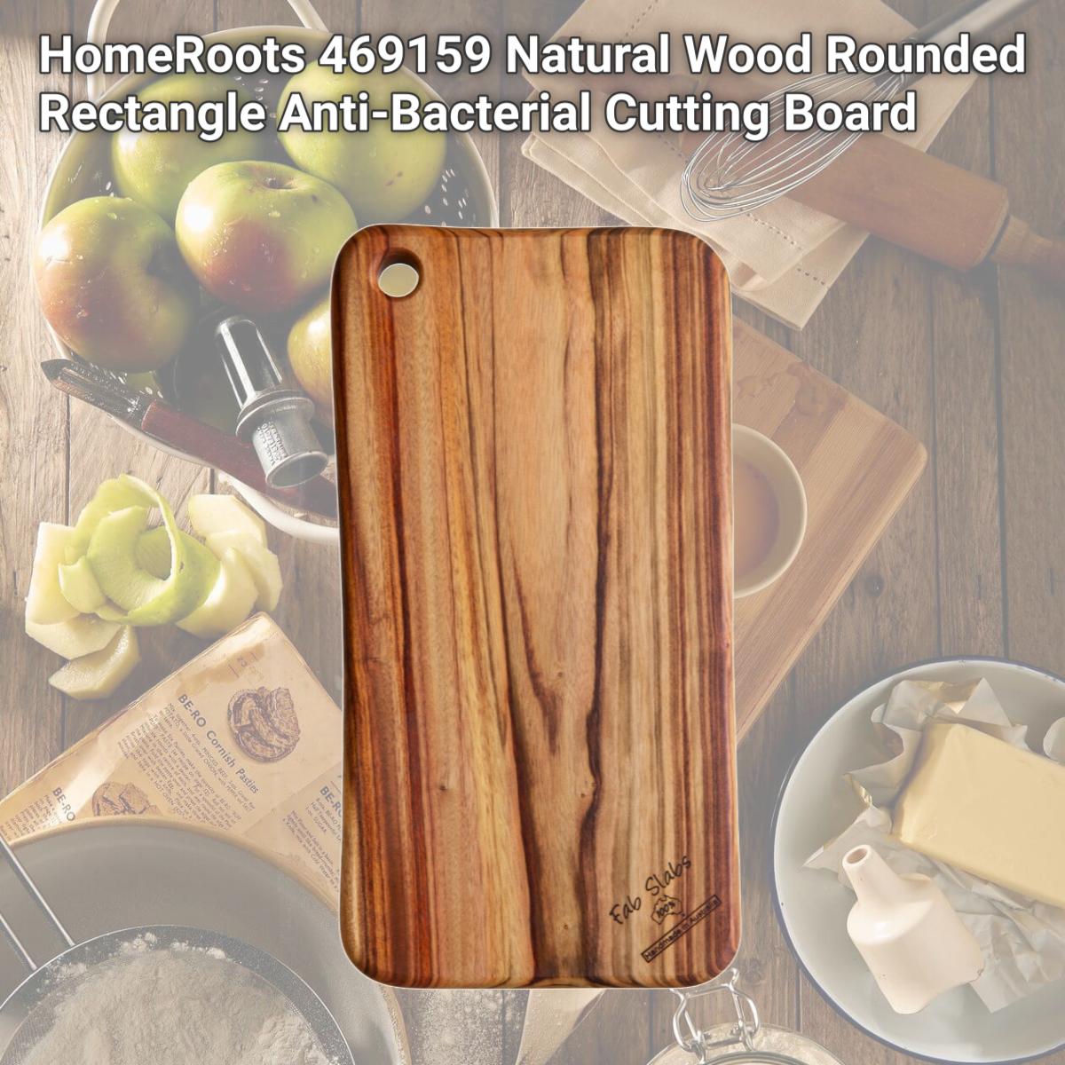 Picture of HomeRoots 469159 Natural Wood Rounded Rectangle Anti-Bacterial Cutting Board