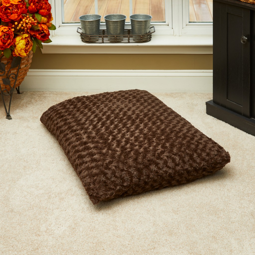 Picture of HomeRoots 472111 2 x 3 ft. Brown Lux Faux Fur Rectangle Pet Bed, Chocolate