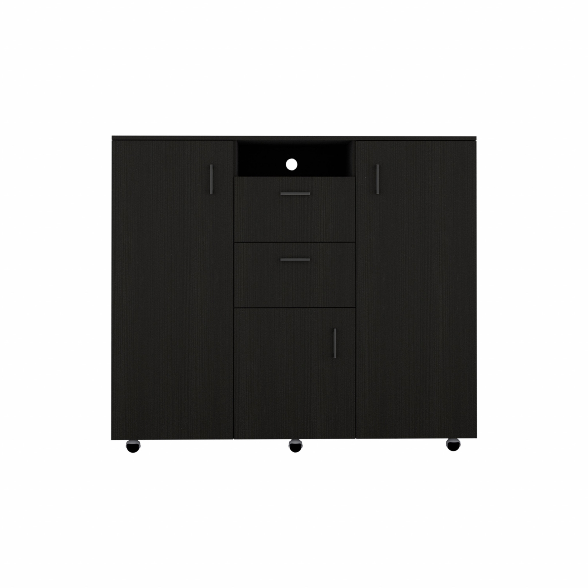 Picture of HomeRoots 472121 Black Three Door Closet with Two Drawers