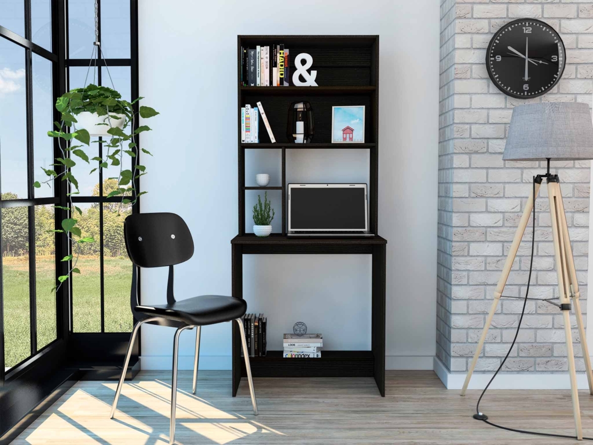 403828 Milo Black Computer Desk with Hutch