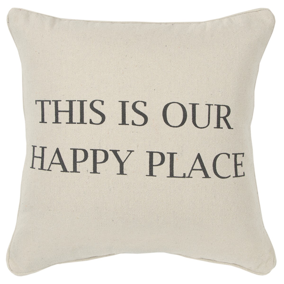 403306 Gray & Taupe Canvas Happy Place Throw Pillow, Natural