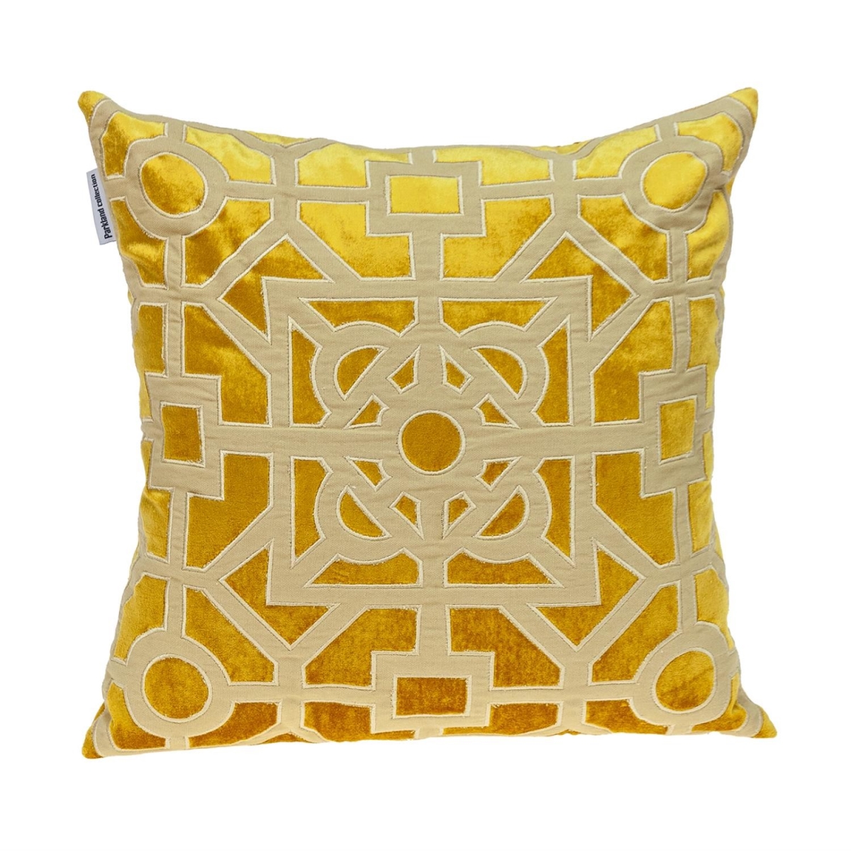 Beige & Mustard Lattice Yellow Velvet Throw Pillow