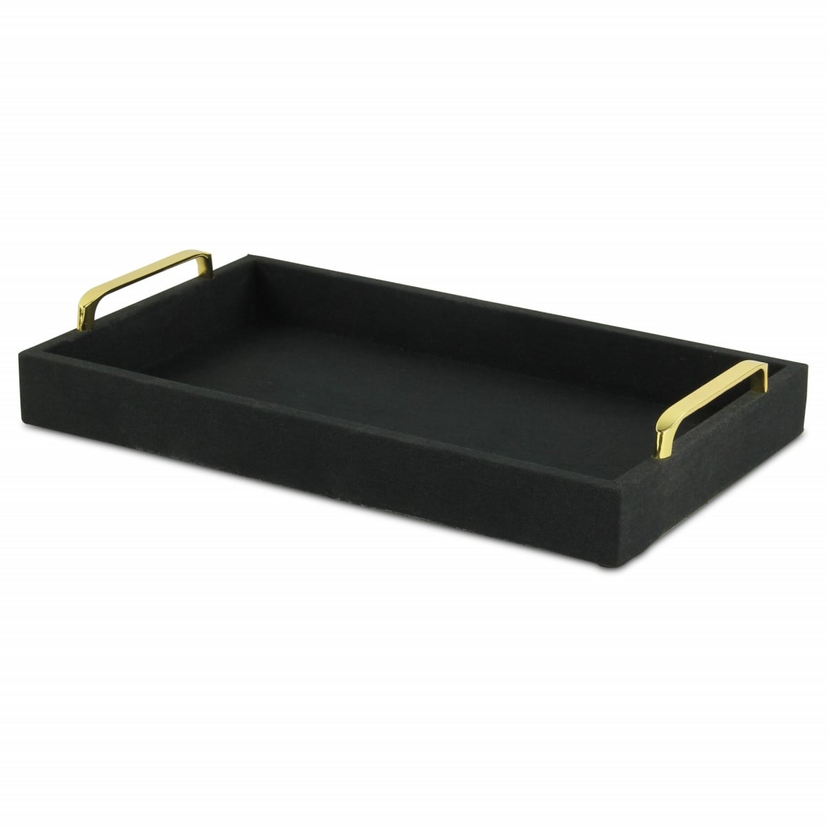 Picture of HomeRoots 401792 Black Linen & Wooden Tray