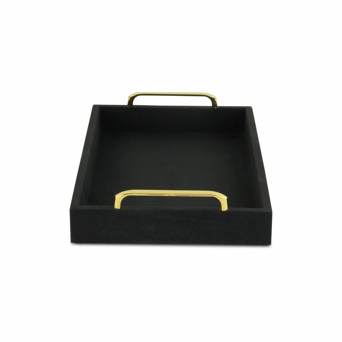Picture of HomeRoots 401792 Black Linen & Wooden Tray