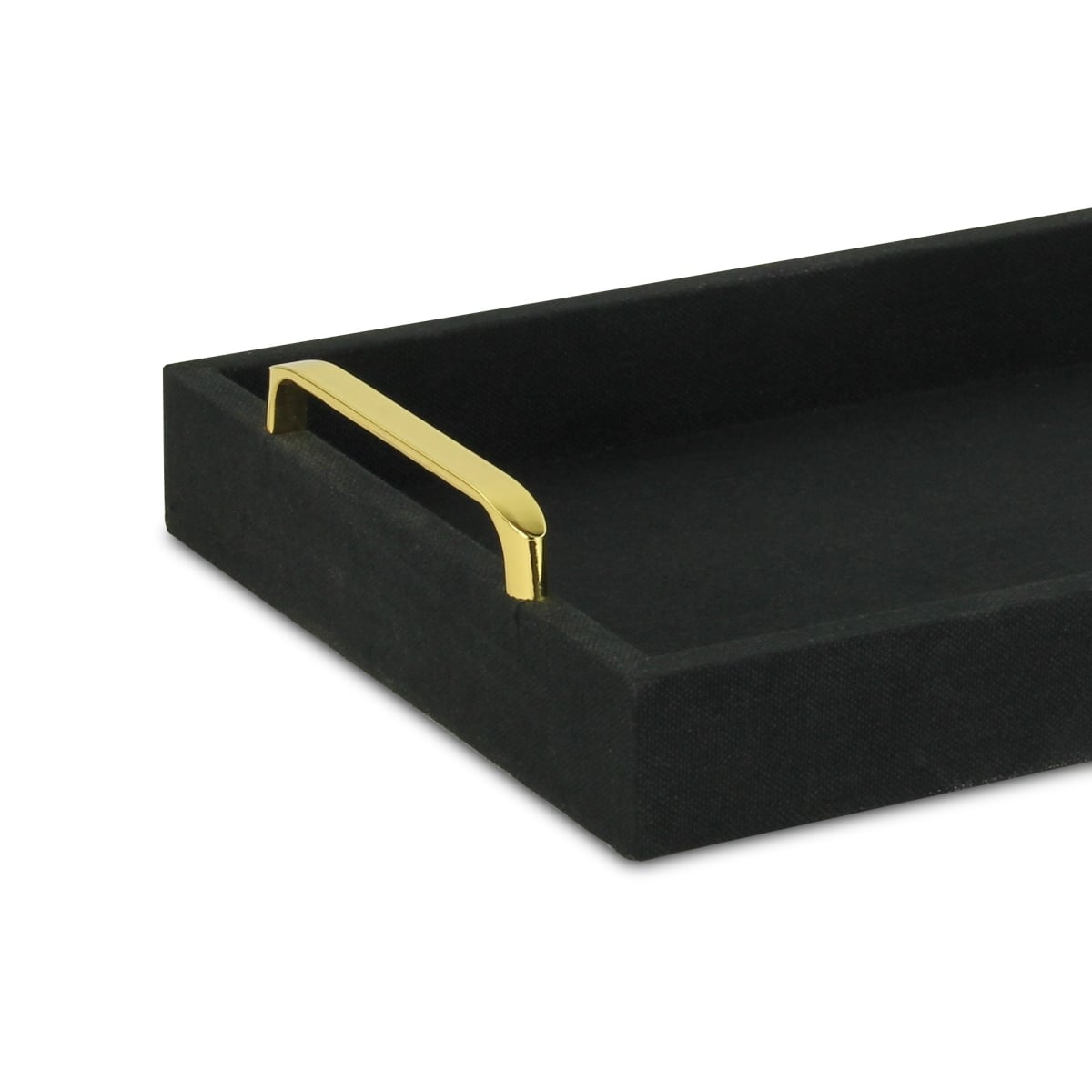 Picture of HomeRoots 401792 Black Linen & Wooden Tray