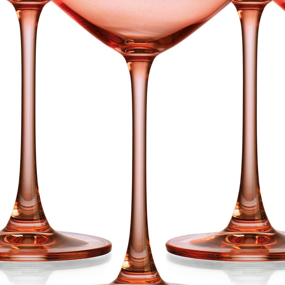 Picture of HomeRoots 485962 Translucent Coupe Glasses, Blush Coral - Set of 4