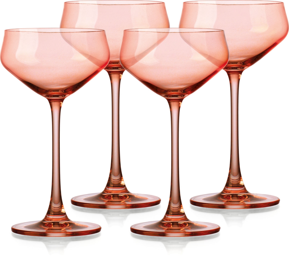 Picture of HomeRoots 485962 Translucent Coupe Glasses, Blush Coral - Set of 4
