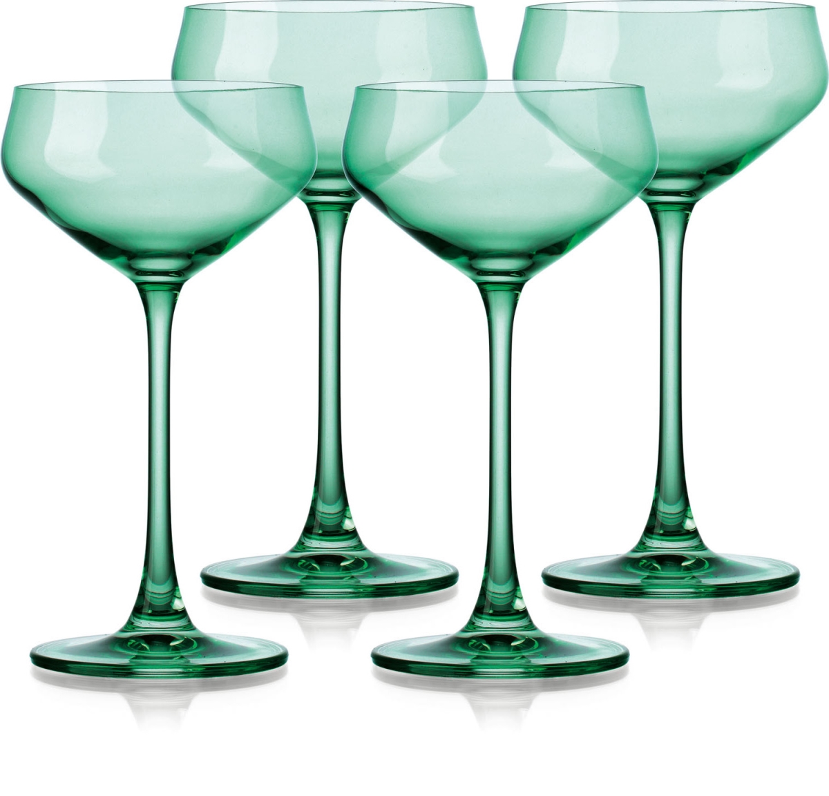 Picture of HomeRoots 485963 Translucent Coupe Glasses, Pale Green - Set of 4