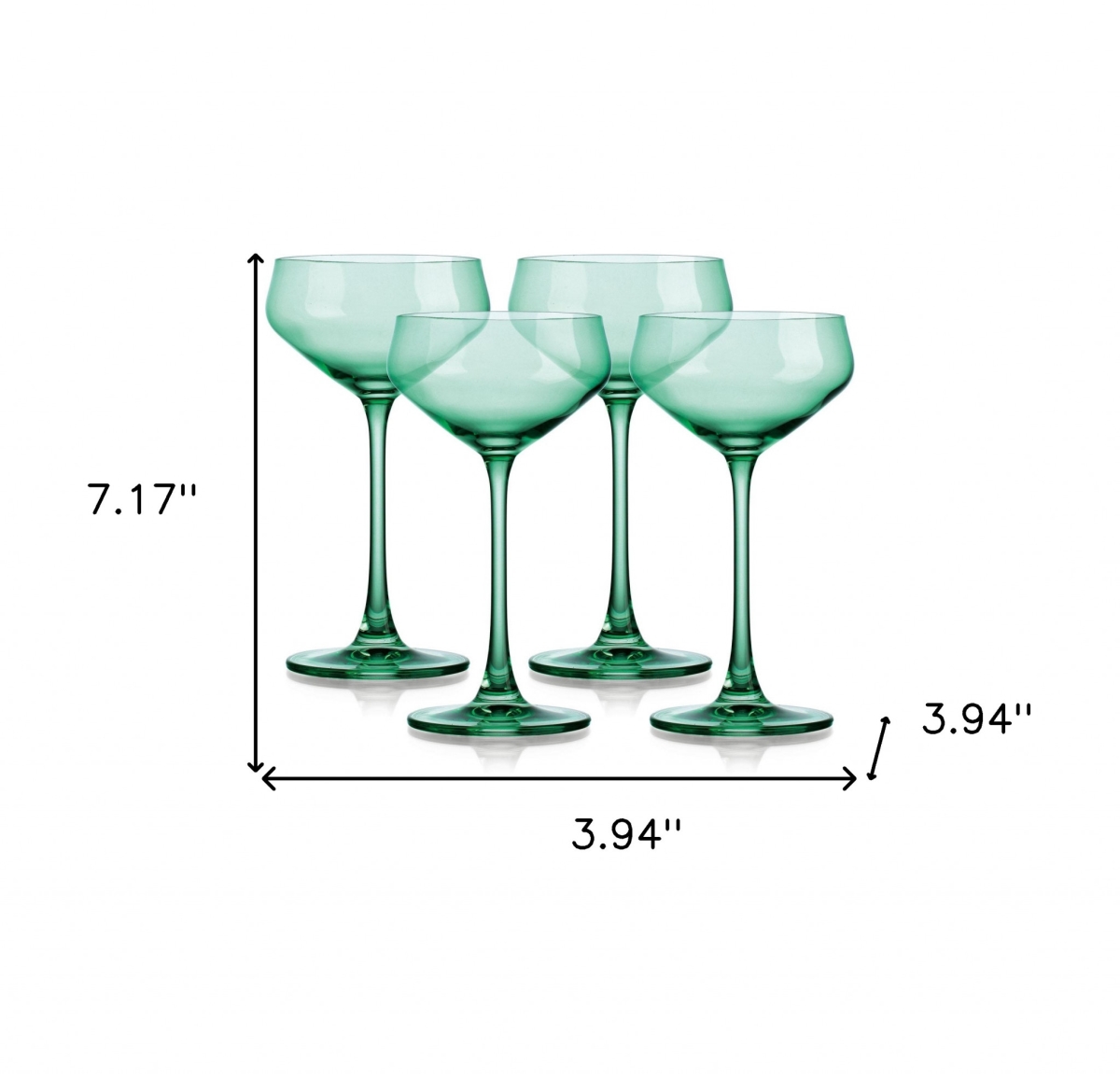 Picture of HomeRoots 485963 Translucent Coupe Glasses, Pale Green - Set of 4