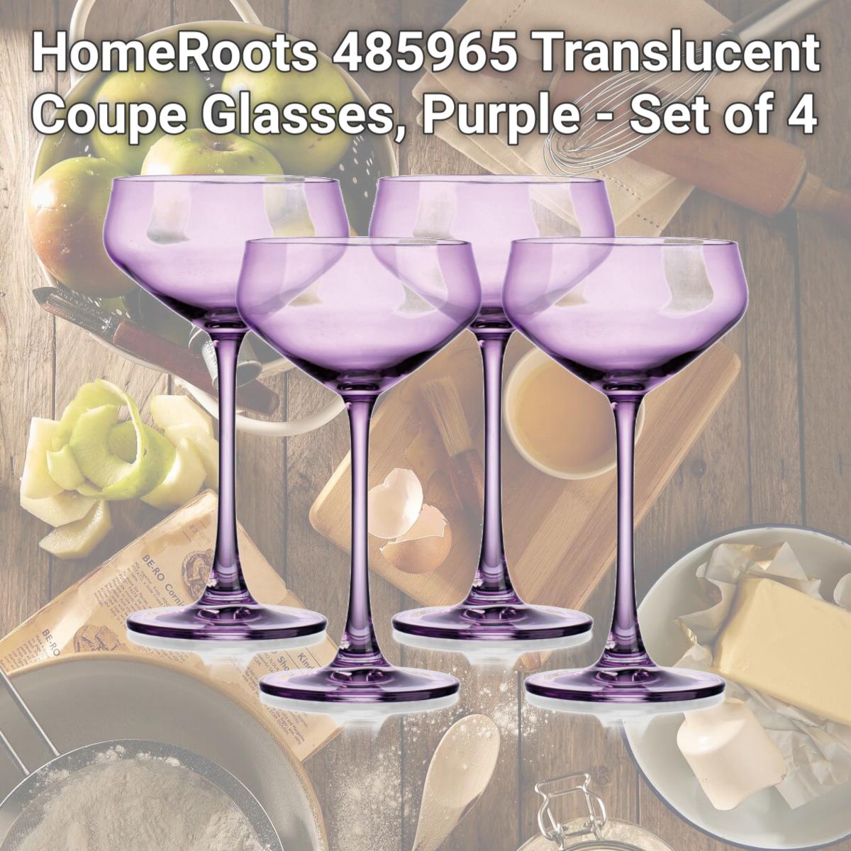Picture of HomeRoots 485965 Translucent Coupe Glasses, Purple - Set of 4