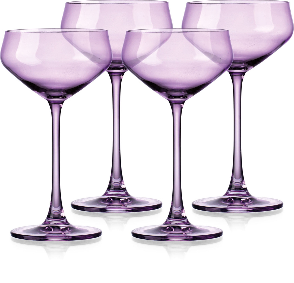 Picture of HomeRoots 485965 Translucent Coupe Glasses, Purple - Set of 4