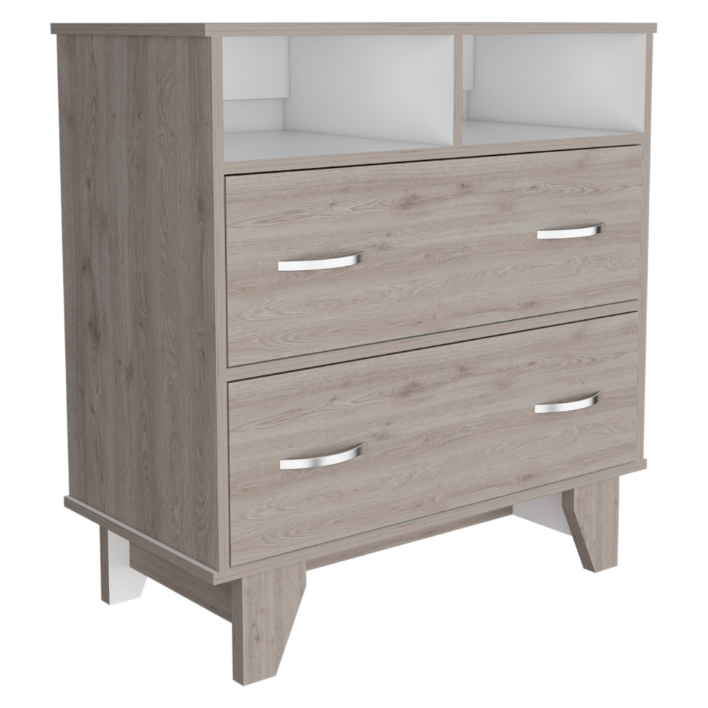 32 in. Manufactured Wood Two Drawer Standard Dresser, Light Grey