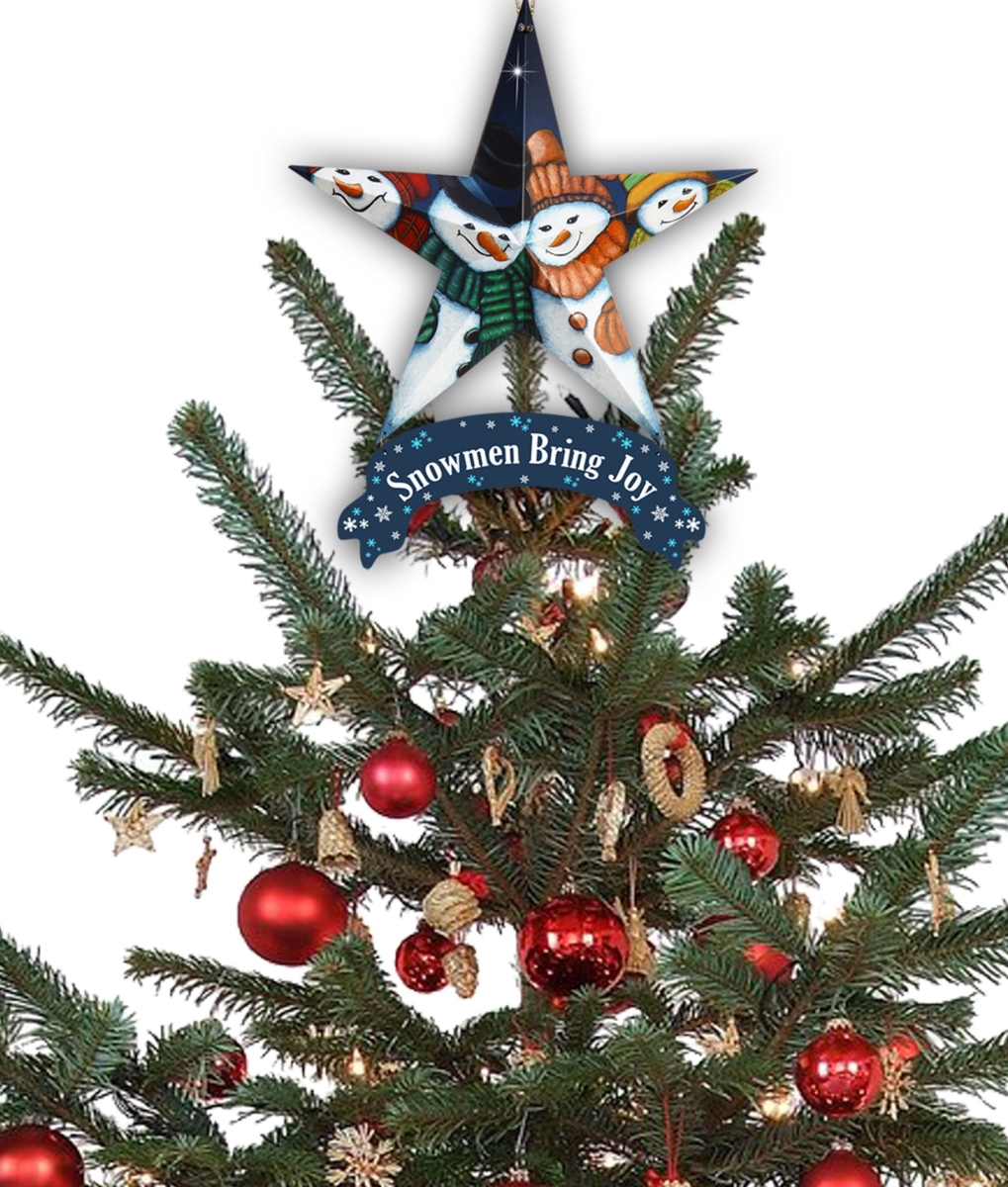 Picture of HomeRoots 415576 Star Shaped Snowmen Joy Christmas Ornaments&#44; Navy Blue & White - Set of 6