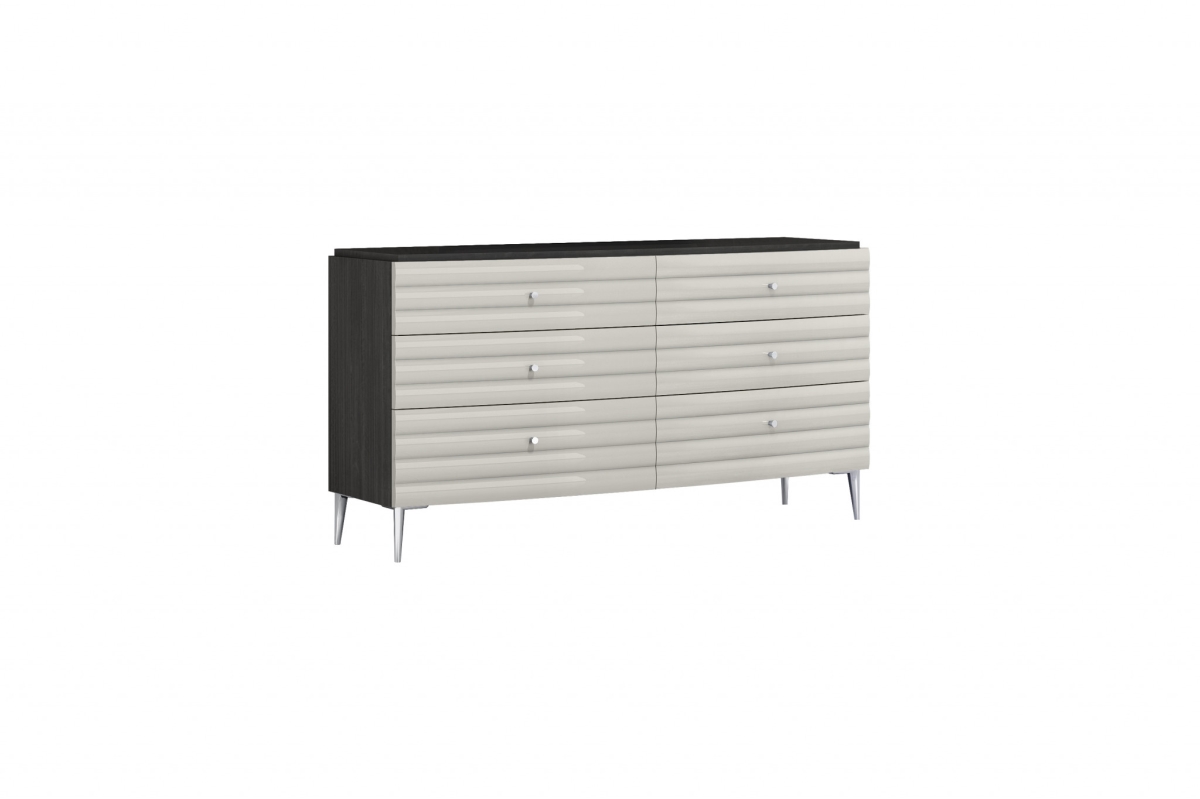 488507 62 in. Manufactured Wood Six Drawer Double Dresser, Grey