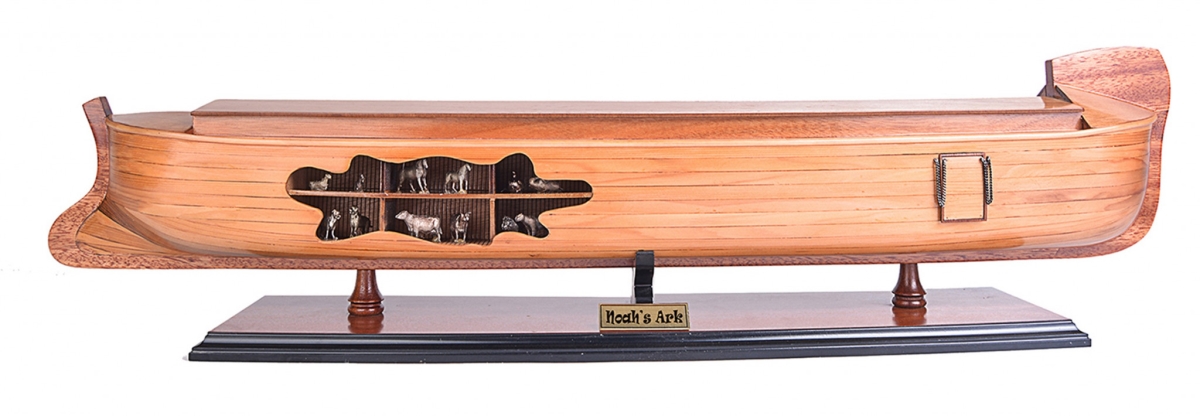 401872 8 in. Manufactured Wood Hand Painted Decorative Boat, Wooden