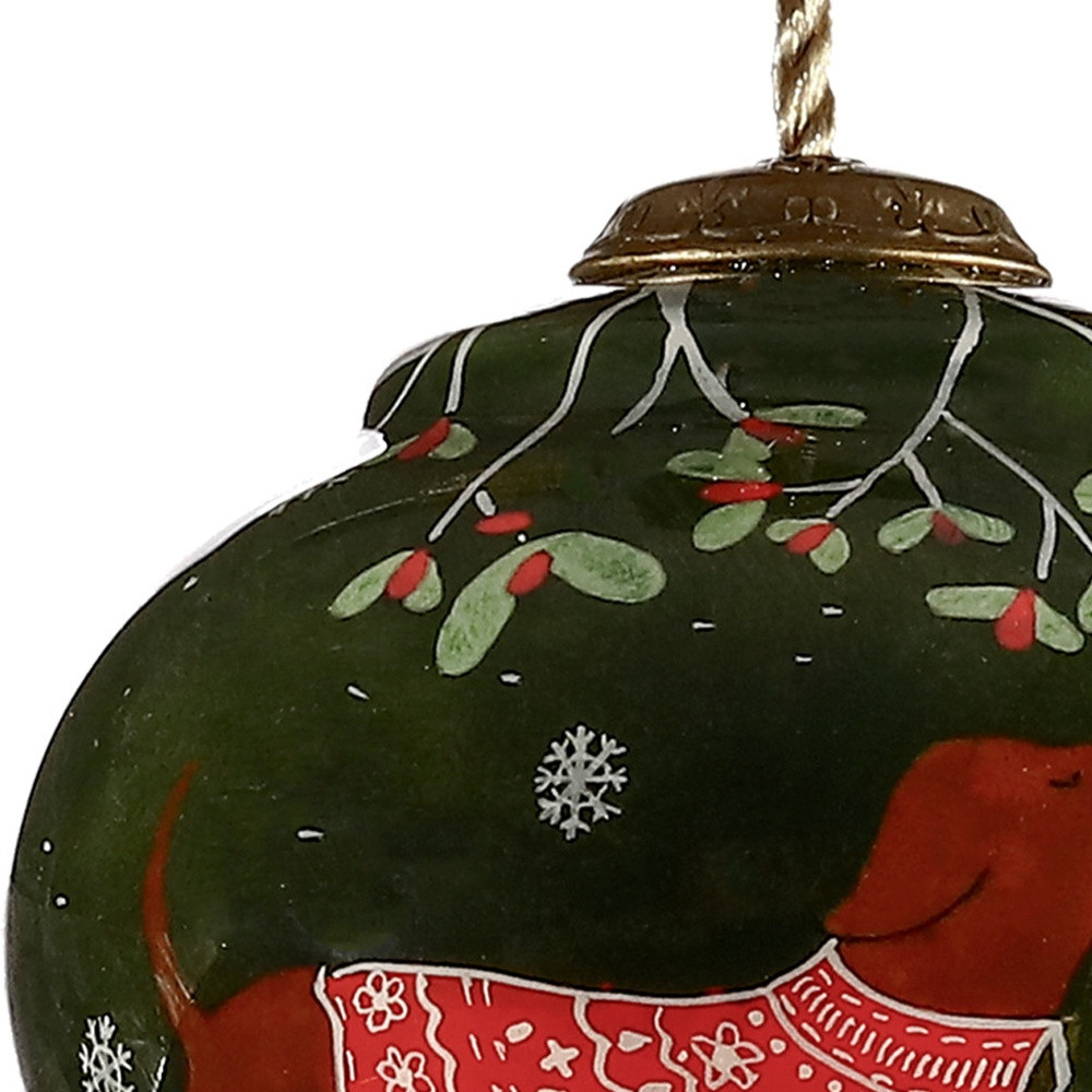 Picture of HomeRoots 477460 Trotting Dog in Comfy Christmas Attire Hand Painted Mouth Blown Glass Ornament, Multi Color