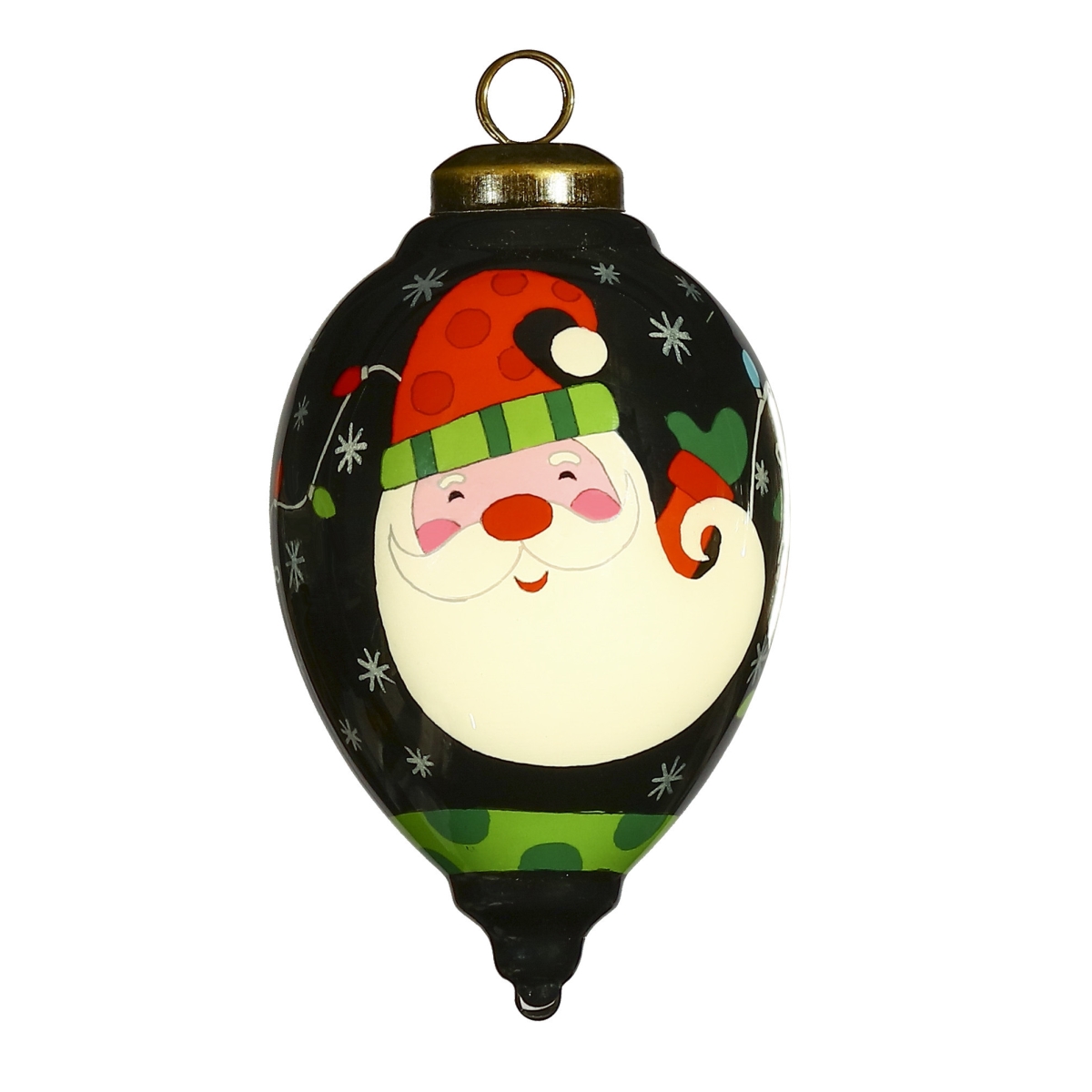 Picture of HomeRoots 477461 Santa in Holiday Lights Hand Painted Mouth Blown Glass Ornament, Multi Color