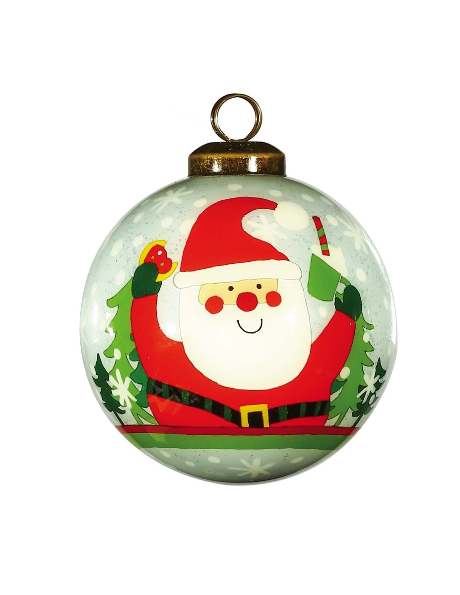 Picture of HomeRoots 477463 Festive Glitter Santa Hand Painted Mouth Blown Glass Ornament, Multi Color