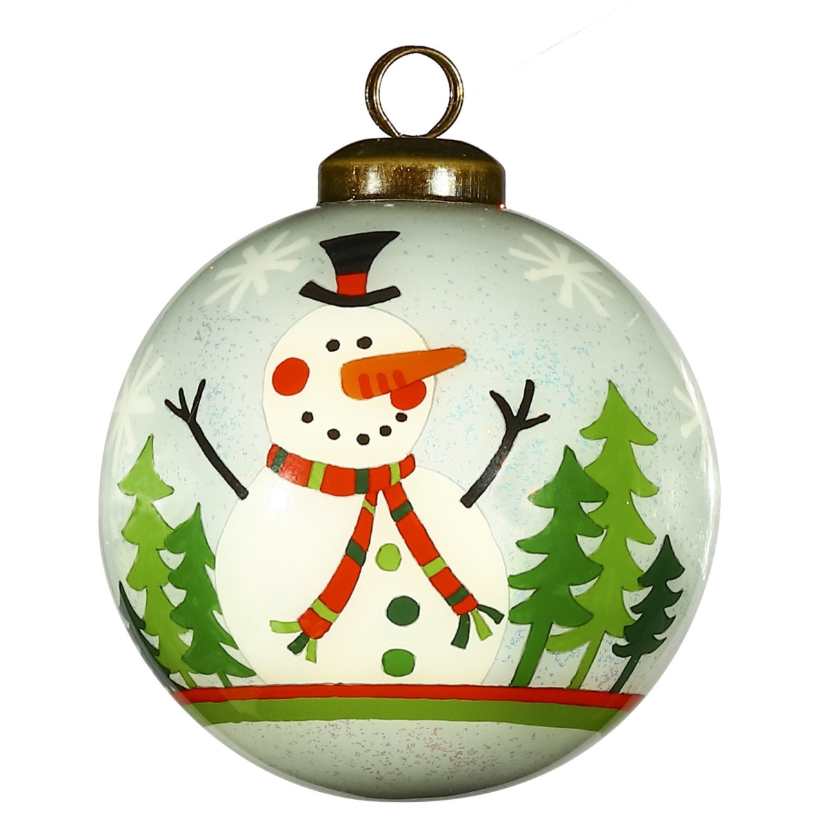 Picture of HomeRoots 477464 Festive Glitter Snowman Hand Painted Mouth Blown Glass Ornament, Multi Color