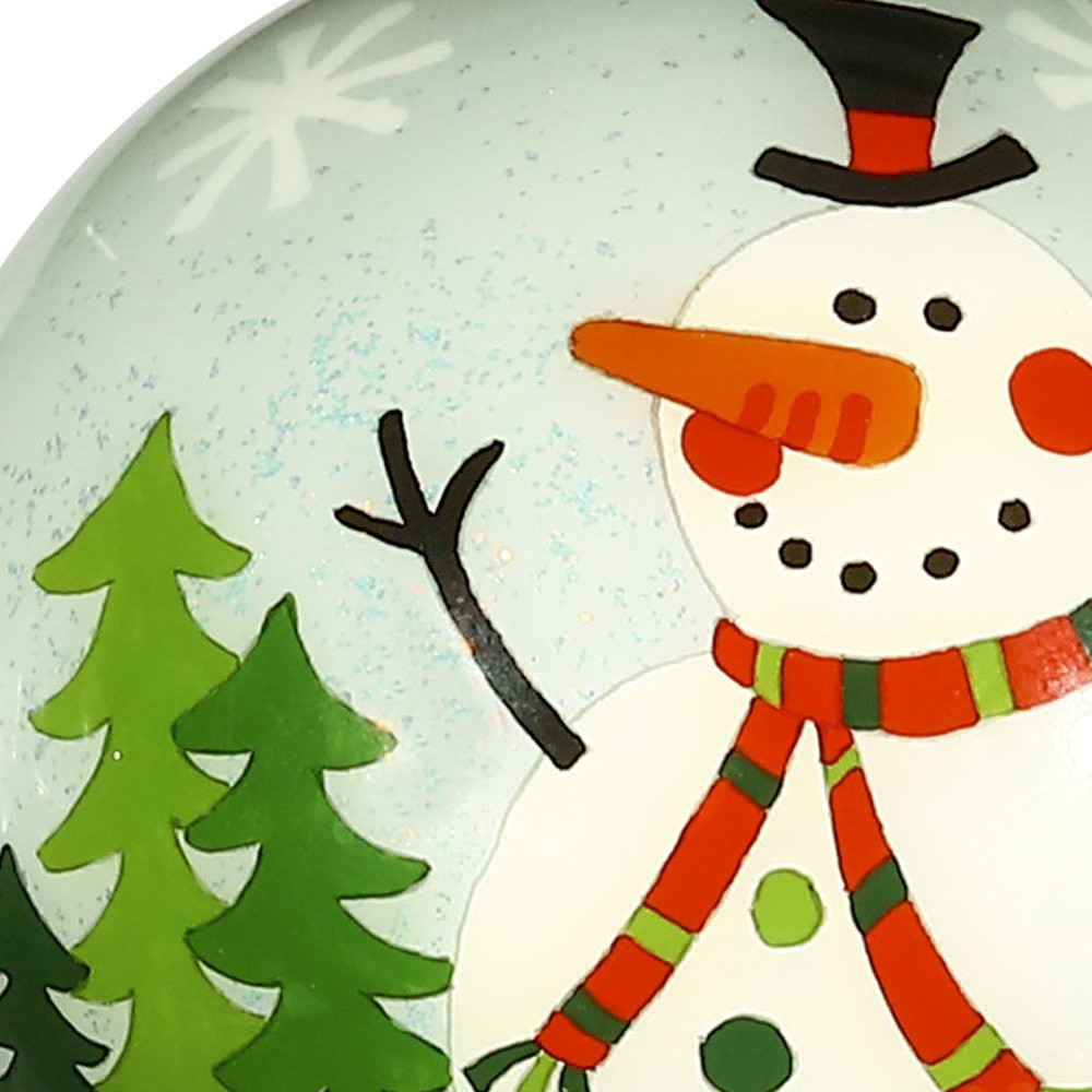 Picture of HomeRoots 477464 Festive Glitter Snowman Hand Painted Mouth Blown Glass Ornament, Multi Color