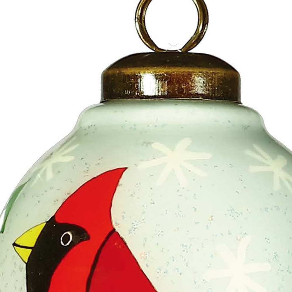 Picture of HomeRoots 477466 Festive Cardinal Hand Painted Mouth Blown Glass Ornament, Glitter Red