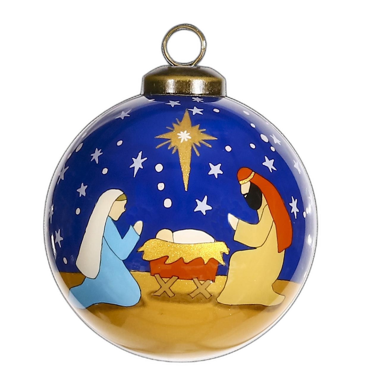 Picture of HomeRoots 477474 Silent Night Hand Painted Mouth Blown Glass Ornament, Multi Color