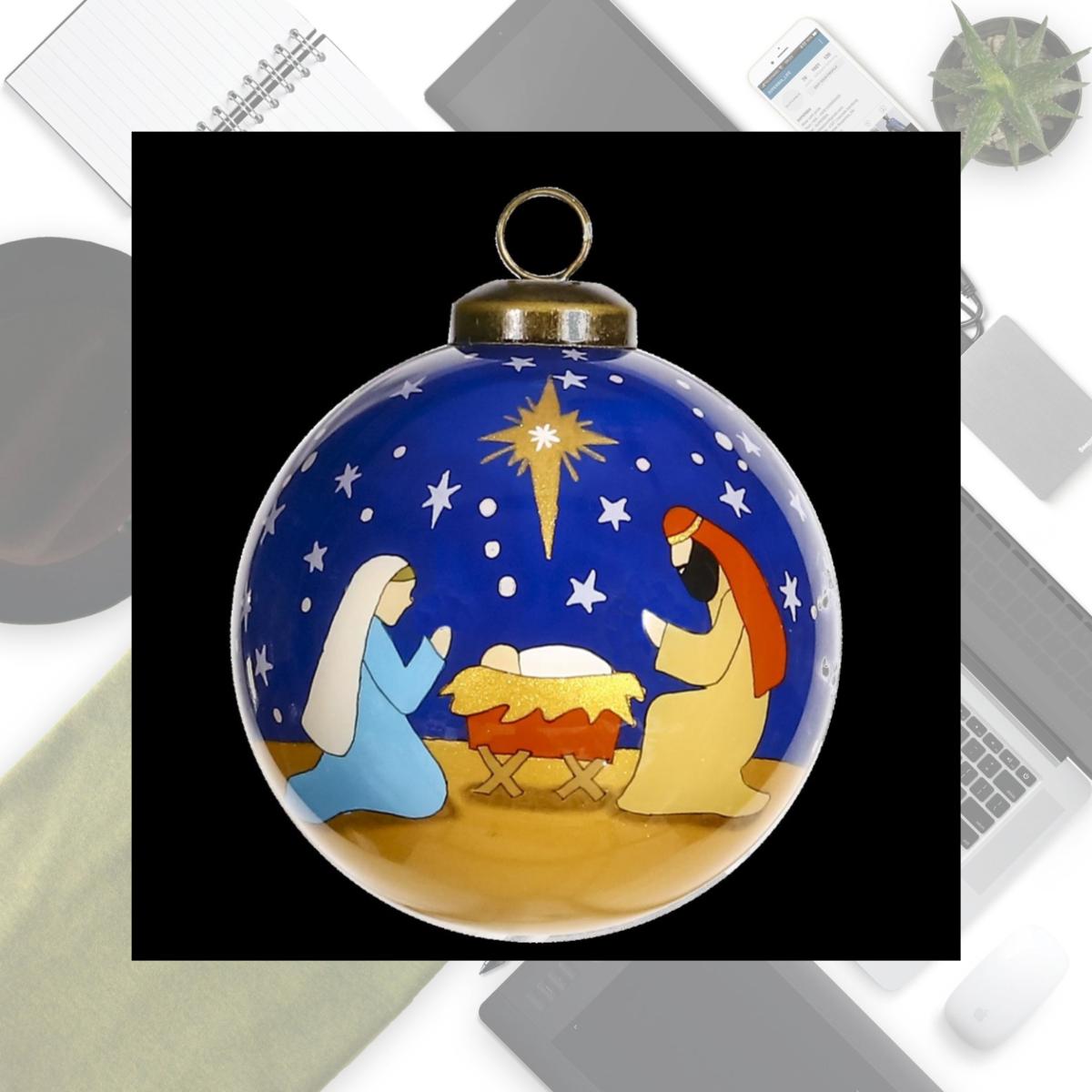 Picture of HomeRoots 477474 Silent Night Hand Painted Mouth Blown Glass Ornament, Multi Color