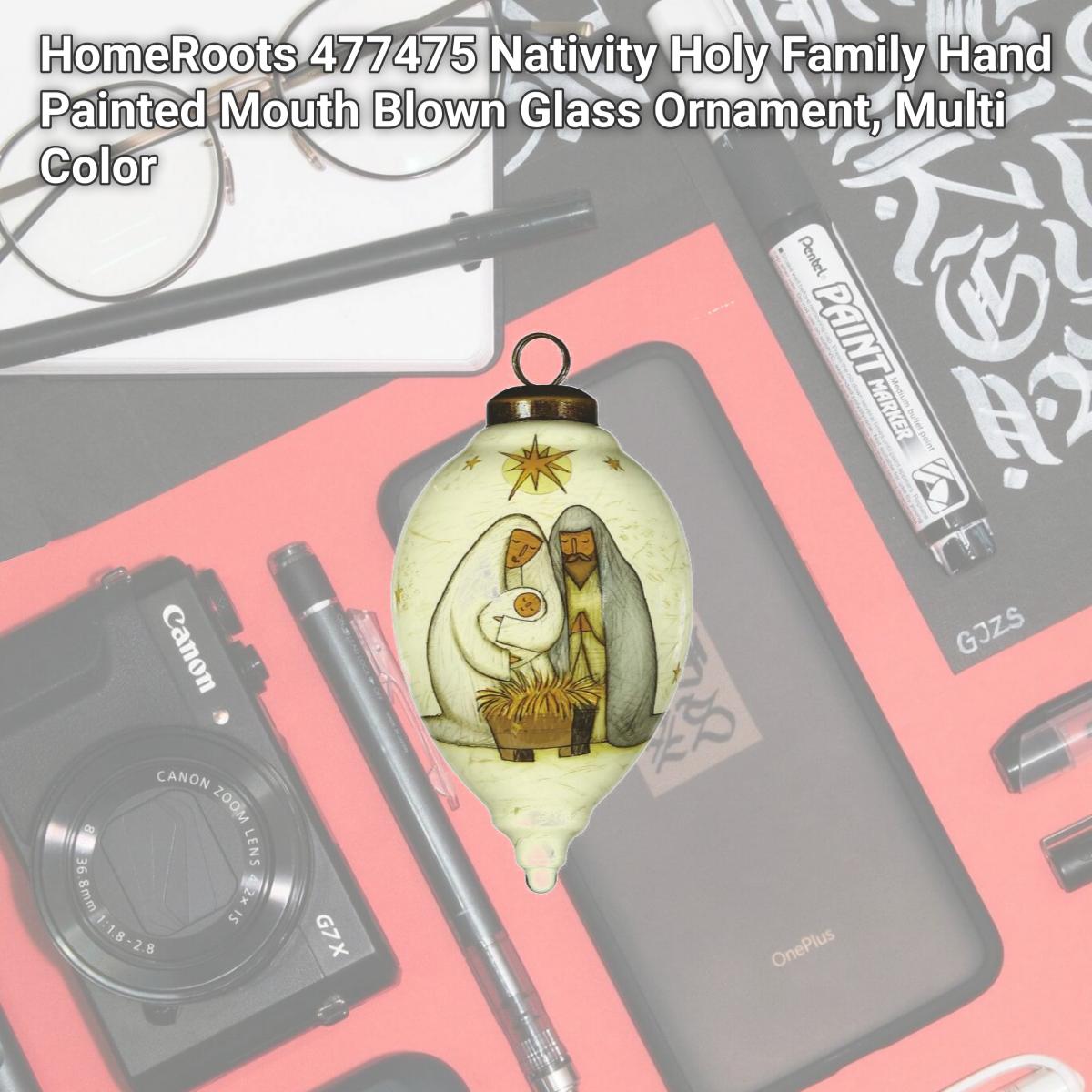 Picture of HomeRoots 477475 Nativity Holy Family Hand Painted Mouth Blown Glass Ornament, Multi Color