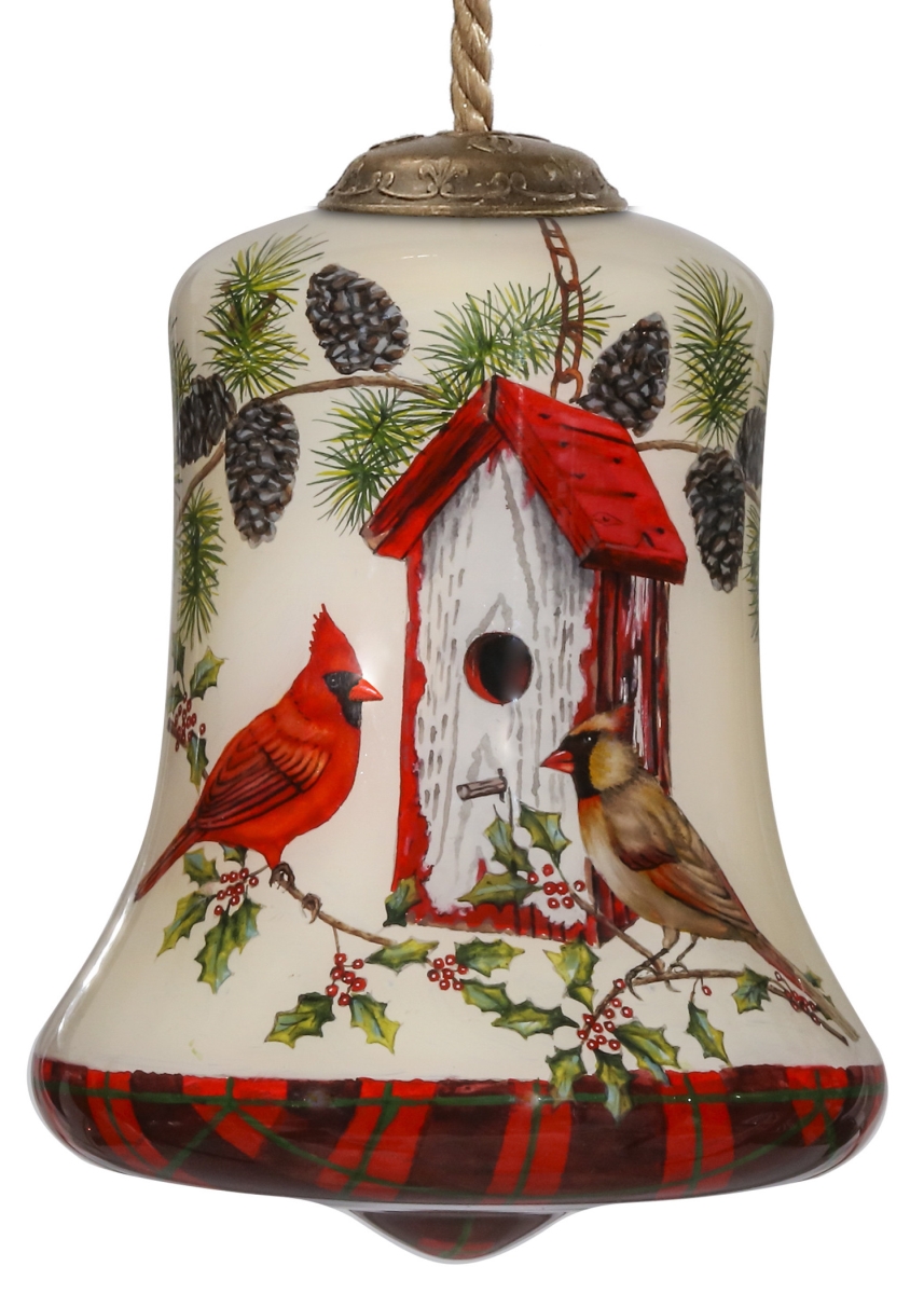 Picture of HomeRoots 477482 Cardinal Home Sweet Home Hand Painted Mouth Blown Glass Ornament, Multi Color