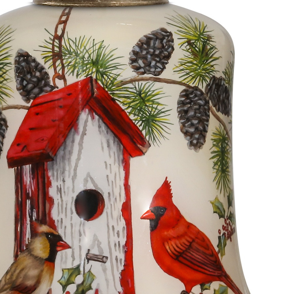 Picture of HomeRoots 477482 Cardinal Home Sweet Home Hand Painted Mouth Blown Glass Ornament, Multi Color