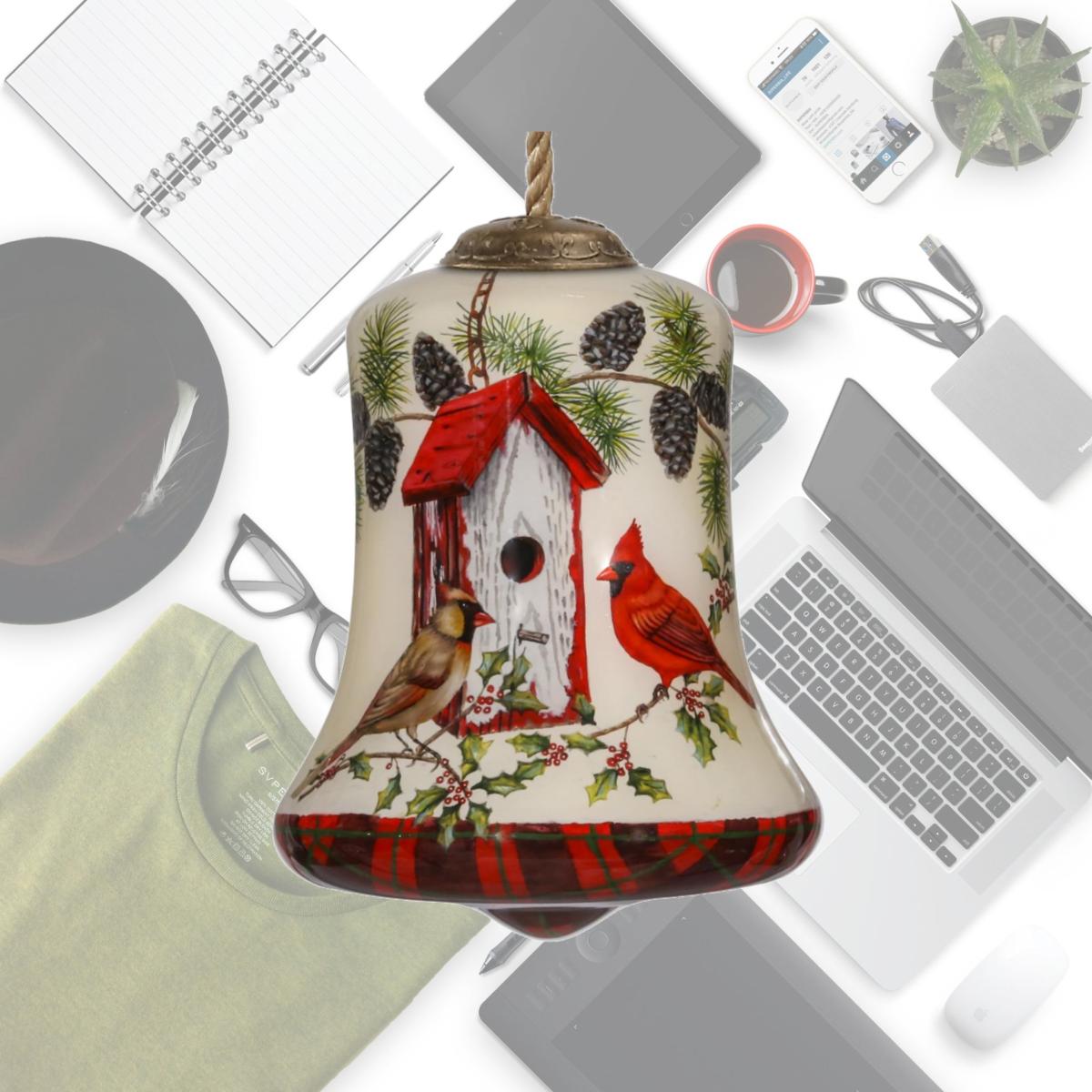 Picture of HomeRoots 477482 Cardinal Home Sweet Home Hand Painted Mouth Blown Glass Ornament, Multi Color